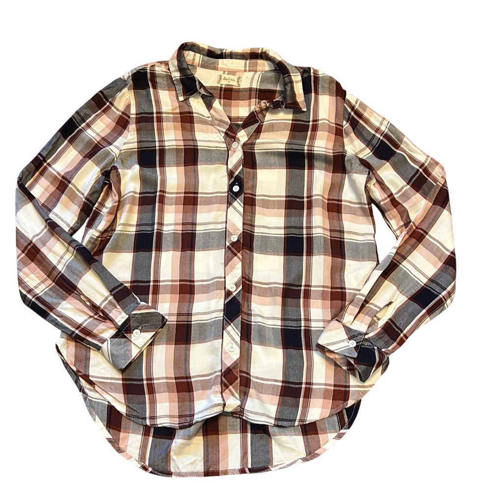 Altar'd State Plaid Button Down Shirt Womens Medium Long Sleeve Casual